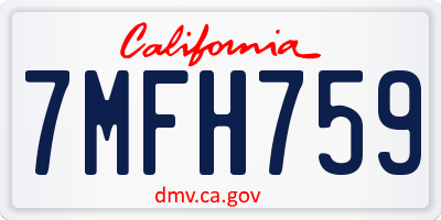 CA license plate 7MFH759