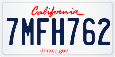 CA license plate 7MFH762