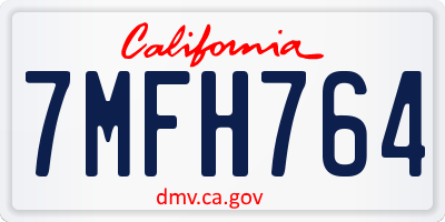 CA license plate 7MFH764