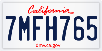 CA license plate 7MFH765