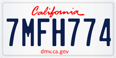 CA license plate 7MFH774