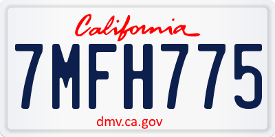 CA license plate 7MFH775