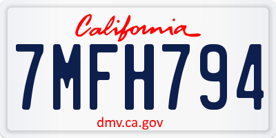 CA license plate 7MFH794