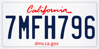 CA license plate 7MFH796