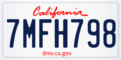 CA license plate 7MFH798