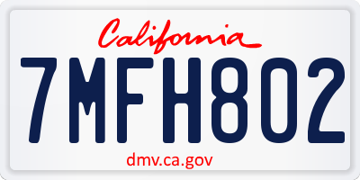 CA license plate 7MFH802
