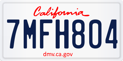 CA license plate 7MFH804
