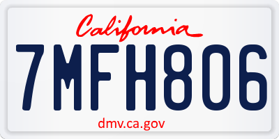 CA license plate 7MFH806