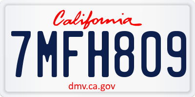 CA license plate 7MFH809