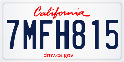 CA license plate 7MFH815