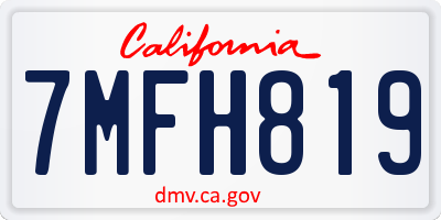 CA license plate 7MFH819