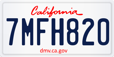 CA license plate 7MFH820