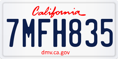 CA license plate 7MFH835