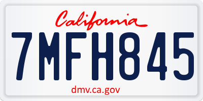 CA license plate 7MFH845