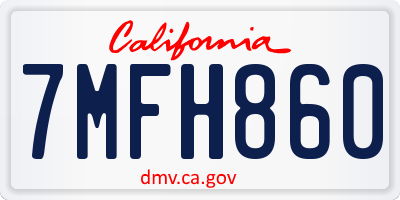 CA license plate 7MFH860