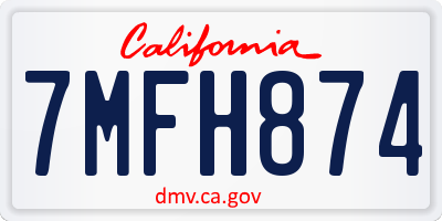 CA license plate 7MFH874