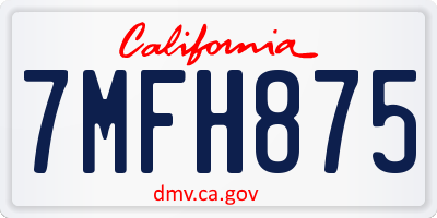 CA license plate 7MFH875