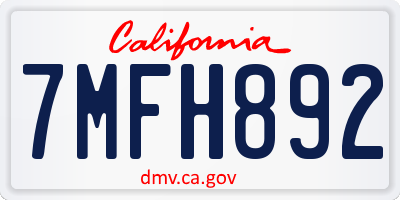 CA license plate 7MFH892