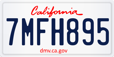 CA license plate 7MFH895