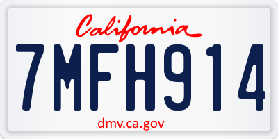 CA license plate 7MFH914