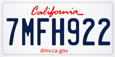 CA license plate 7MFH922