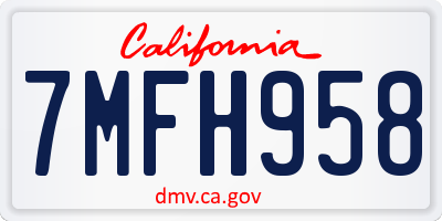 CA license plate 7MFH958