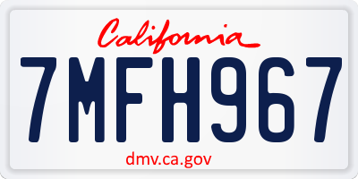 CA license plate 7MFH967