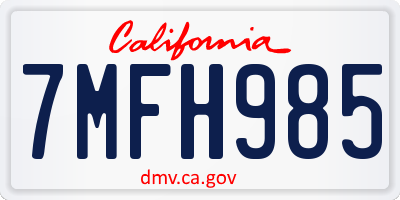 CA license plate 7MFH985