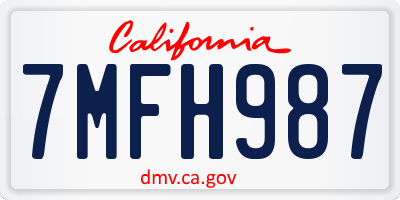 CA license plate 7MFH987