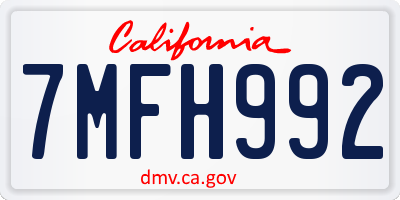 CA license plate 7MFH992