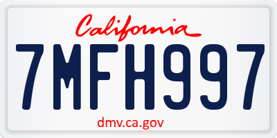 CA license plate 7MFH997
