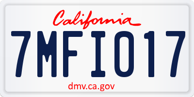 CA license plate 7MFI017