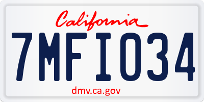 CA license plate 7MFI034