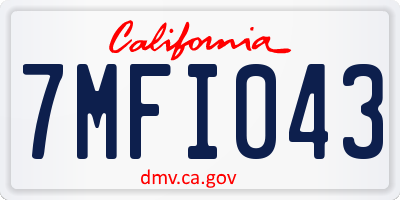 CA license plate 7MFI043
