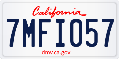 CA license plate 7MFI057