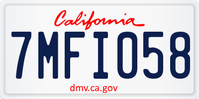 CA license plate 7MFI058