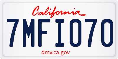 CA license plate 7MFI070