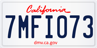 CA license plate 7MFI073