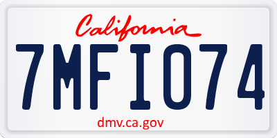 CA license plate 7MFI074