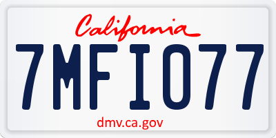 CA license plate 7MFI077