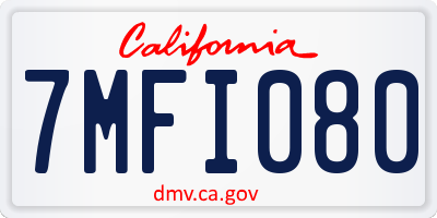 CA license plate 7MFI080