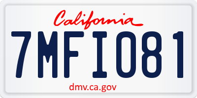 CA license plate 7MFI081
