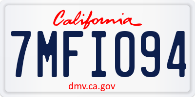 CA license plate 7MFI094