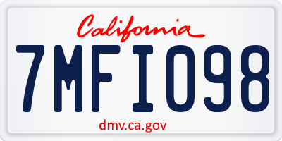 CA license plate 7MFI098