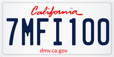 CA license plate 7MFI100