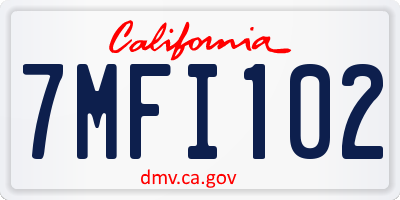 CA license plate 7MFI102