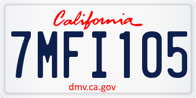 CA license plate 7MFI105