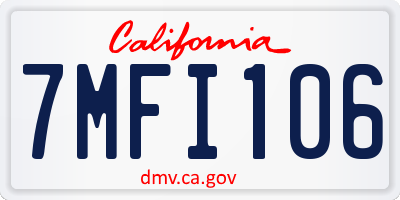 CA license plate 7MFI106