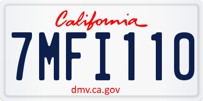 CA license plate 7MFI110