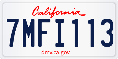 CA license plate 7MFI113
